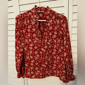 Zara Red Floral Blouse